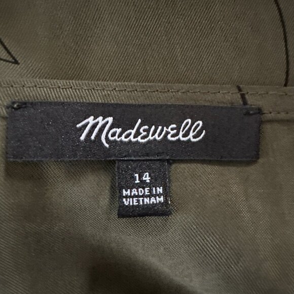 Madewell Brushed Ruched Top Sz 14 Green Long Sleeve Cupro V-Neck Earthy Olive - Picture 9 of 12